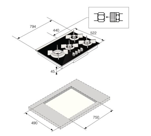 Газовая варочная панель ASKO/ Арт. 741476 Газовая варочная панель ASKO, 4 зоны,материал стеклокерамика,кольцо для вока-чугун,электроподжиг,конфорка Fusion ,цвет черный