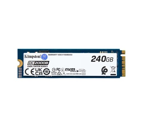 Твердотельный накопитель Kingston Enterprise SSD 240GB DC2000B M.2 2280 NVMe Gen4x4 R4500/W400MB/s  3D TLC MTBF 2М 260 000/18 000 IOPS 175,2TBW (Data Center) 3 years