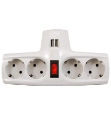 Разветвитель/ Разветвитель ZIS Pilot T USB, 4 розетки (евро с заземлением), 2*USB