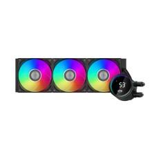 Система охлаждения/ Water Cooling System PCCooler DA360 Pro ARGB Digital BK (300W, 360mm, LED temp., Black, ARGB/ Fans: 3x120mm, 75.8CFM, 33.7dBA, 2200RPM/ Pump height 57mm, 28dBA, 3000RPM, Rad thickness 27mm/ S: 1851, 1700, 1200, 20XX, 115X, AM5, AM4)