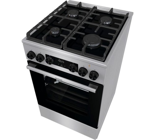 Плита GORENJE/ Комбинированная плита, Цвет: нержавеющая ст, Материал дверцы: Стеклянная дверца, Стандартный шарнир дверцы, Крышка: Металлическая крышка, Тип духовки: Мультифункциональная духовка, Газовая варочная панель, Автоматический электроподжиг вароч