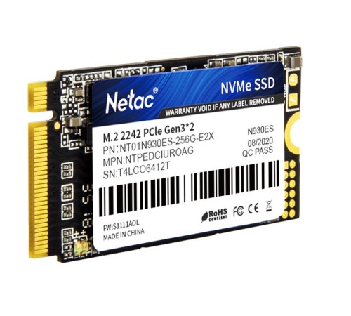SSD накопитель Netac SSD N930ES 256GB PCIe 3 x2 M.2 2242 NVMe 3D NAND, R/W up to 1650/1260MB/s, IOPS(R4K) 130K/170K, TBW 150TB, 3y wty SSD накопитель Netac SSD N930ES 256GB PCIe 3 x2 M.2 2242 NVMe 3D NAND, R/W up to 1650/1260MB/s, IOPS(R4K) 130K/170K, TBW 150TB, 3y wty