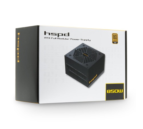 Блок питания/ Power Supply HSPD, 850W 80+ Gold (ATX, 2.52, Full modular, 1x24(20+4)pin mesh 550mm, 1xCPU*2 8(4+4)pin 650+150mm, 2xPCIe*2 8(6+2)pin 500+150mm, 2xSATA*3 450+150+150mm, 1xMOLEX4pin*3 450+150+150mm , Active, 120x120mm, 150x140x86mm, APFC, OVP, Блок питания/ Power Supply HSPD, 850W 80+ Gold (ATX, 2.52, Full modular, 1x24(20+4)pin mesh 550mm, 1xCPU*2 8(4+4)pin 650+150mm, 2xPCIe*2 8(6+2)pin 500+150mm, 2xSATA*3 450+150+150mm, 1xMOLEX4pin*3 450+150+150mm , Active, 120x120mm, 150x140x86mm, APFC, OVP,