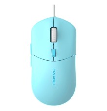 Мышь проводная Dareu LM121 Blue (голубой), DPI 800/1600/2400/6400, тихий щелчок, подсветка RGB, размер 116x35x60мм, 1,8м