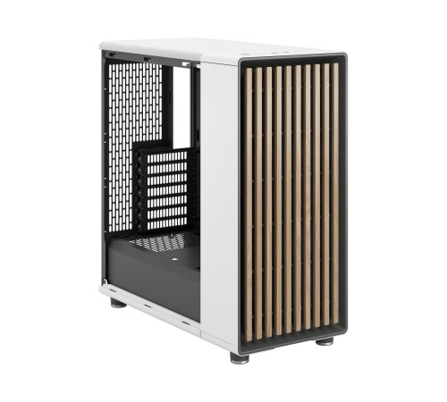 Корпус ПК без блока питания/ Case Fractal Design North TG Clear Tint, Midi-Tower, 2x140mm, 2xUSB-A 3.2 + 1xUSB 3.2 Type-C ATX, mATX, mITX Wood panel, Chalk White