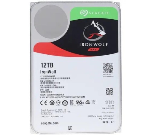 Жесткий диск/ RECERTIFIED HDD Seagate SATA 12Tb IronWolf 6Gb/s 7200 256Mb 1 year warranty (replacement ST12000VN0008) RECERTIFIED Жесткий диск/ RECERTIFIED HDD Seagate SATA 12Tb IronWolf 6Gb/s 7200 256Mb 1 year warranty (replacement ST12000VN0008) RECERTIFIED