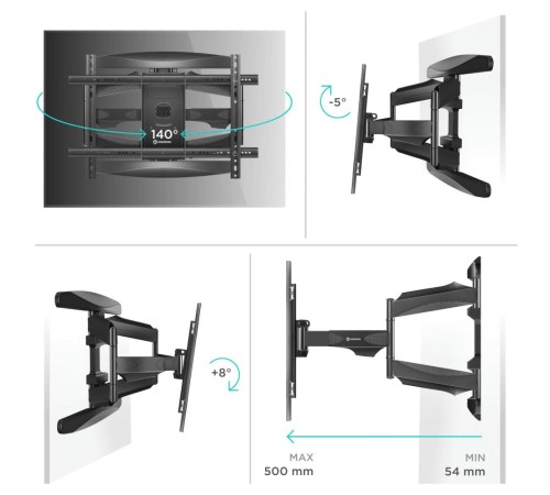 ONKRON кронштейн для телевизора 40"-75" наклонно-поворотный, чёрный M6L ONKRON кронштейн для телевизора 40"-75" наклонно-поворотный, чёрный M6L