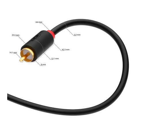 GCR Кабель 3.0m аудио 3 х RCA / 3 х RCA , GOLD, черный, GCR-51821