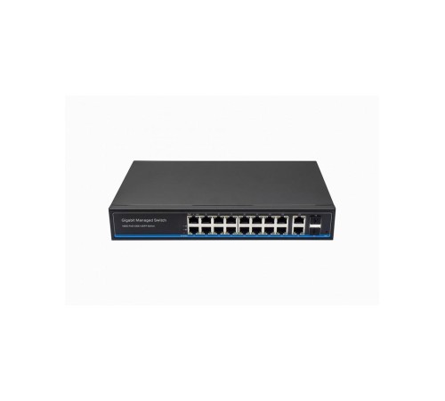 Управляемый L2 PoE коммутатор Gigabit Ethernet/ Управляемый L2 PoE коммутатор Gigabit Ethernet на 16 RJ45 PoE + 2 x RJ45 + 2 GE SFP портов. Порты: 16 x GE (10/100/1000 Base-T) с поддержкой PoE (IEEE 802.3af/at), 2 x GE (10/100/1000 Base-T) Uplink, 2 x GE Управляемый L2 PoE коммутатор Gigabit Ethernet/ Управляемый L2 PoE коммутатор Gigabit Ethernet на 16 RJ45 PoE + 2 x RJ45 + 2 GE SFP портов. Порты: 16 x GE (10/100/1000 Base-T) с поддержкой PoE (IEEE 802.3af/at), 2 x GE (10/100/1000 Base-T) Uplink, 2 x GE