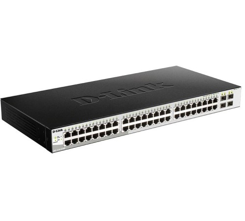 Коммутатор D-Link Управляемый L2 коммутатор, 48x1000Base-T, 4x1000Base-X SFP, защита от статического электричества до 6 кВ, CLI, консольный порт RJ-45, RPS, поддержка Dying Gasp, мониторинг статуса питания комму