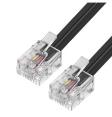 GCR Телефонный шнур удлинитель для аппарата  0.25m 6P4C (джек 6p4c - jack 6p4c) черный, GCR-53351