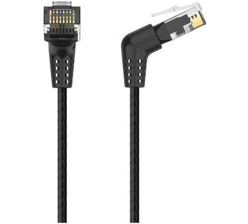 Патч-корд Vention прямой UTP cat.6a, RJ45 угол 90 - 5м. Черный