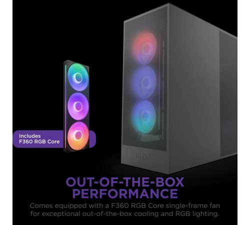 Корпус без блока питания/ Case NZXT H7 Flow RGB, Midi-Tower, TG, 3x120mm RGB, 2xUSB-A 3.2 + 1xUSB-C 3.2, E-ATX, ATX, mATX, mITX Black