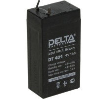 Батарея DELTA серия DT, DT 401, напряжение 4В, емкость 1Ач (разряд 20 часов), макс. ток заряда 0.3А, свинцово-кислотная типа AGM, клеммы вывод под пайку5мм., ДxШxВ 35х22х64мм., 0.1кг., срок службы 5 лет./ Battery DELTA series DT, DT 401, voltage 4V, capac