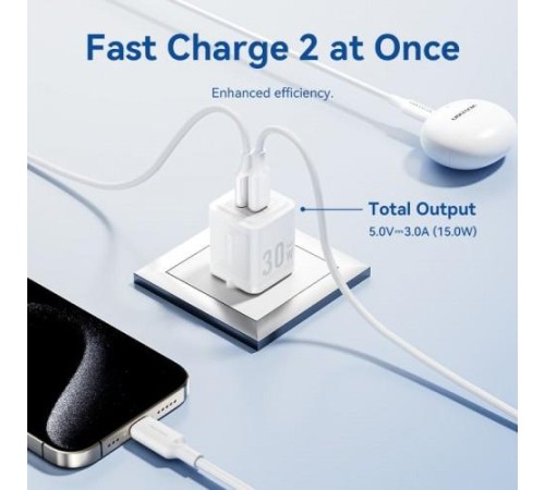 Набор для зарядки Vention з/у GaN 30W 2 порта USB (C + A) и кабель USB-C 3А Белый, шт. Набор для зарядки Vention з/у GaN 30W 2 порта USB (C + A) и кабель USB-C 3А Белый, шт.