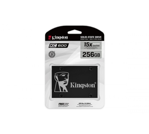 Твердотельный накопитель/ Kingston SSD KC600, 256GB, 2.5" 7mm, SATA3, 3D TLC, R/W 550/500MB/s, IOPs 90 000/80 000, DRAM buffer 256MB, TBW 150, DWPD 0.32 (12 мес) Твердотельный накопитель/ Kingston SSD KC600, 256GB, 2.5" 7mm, SATA3, 3D TLC, R/W 550/500MB/s, IOPs 90 000/80 000, DRAM buffer 256MB, TBW 150, DWPD 0.32 (12 мес)