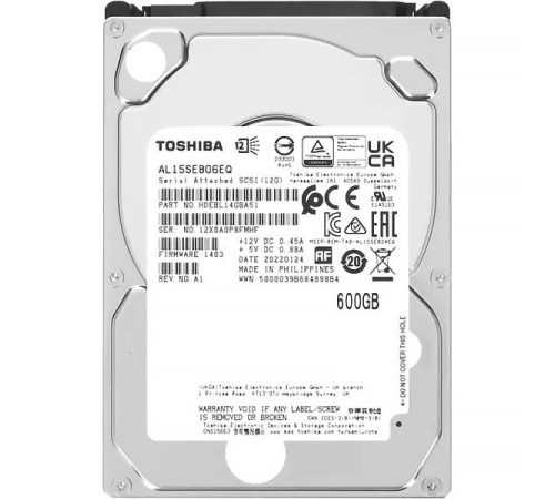 Жесткий диск/ HDD Toshiba SAS 600Gb 2.5"""" 10K 128Mb 1 year warranty (replacement AL15SEB060N)