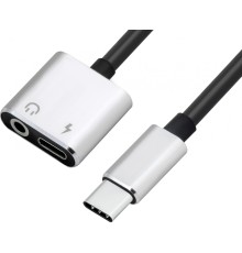 Greenconnect Адаптер переходник-гибкий USB 2.0 Type C/ AUDIO, CM/CF+jack 3,5mm F