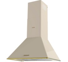 Вытяжка Korting/ Кухонная вытяжка, Настенная вытяжка, Ширина 60 см, Мощность: 650 м3/ч, 3 режима,  Механическое управление, Алюминиевые жировые фильтры, LED освещение, цвет - слоновая кость, профиль рамки и кнопки - золото