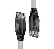 Патч-корд прямой 15.0m UTP кат.5e, серый, черные коннекторы, 24 AWG, литой, ethernet high speed 1 Гбит/с, RJ45, T568B