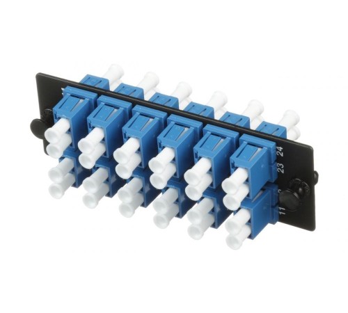 Панель FAP с 12 Duplex LC OS1 9/125 бронз. син./ LC OS1/OS2 FAP loaded with twelve LC duplex singlemode fiber optic adapters (Blue) with zirconia ceramic split sleeves