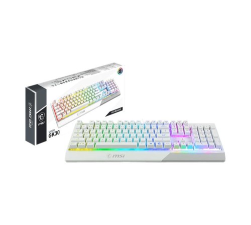клавиатура проводная Gaming Keyboard MSI VIGOR GK30, Wired, Mechanical-like plunger switches. 6 zones RGB lighting with several lighting effects.  Anti-ghosting Capability. Water Resi (незначительное повреждение коробки)