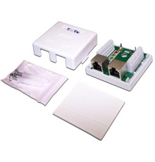  Настенная розетка, 2 порта RJ-45 категории 5е, STP, белая