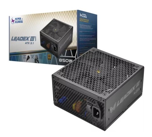 блок питания 850 Ватт/ Power Supply Super Flower Leadex III Gold, 850W, ATX 3.1, 140mm, 8xSATA, 3xPCI-E(6+2), 1x12VHPWR(12+4), APFC, 80+ Gold, Full Modular