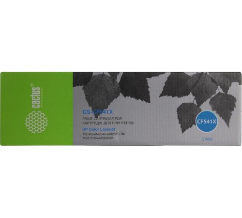 -/ Картридж лазерный Cactus CS-CF541X CF541X голубой (2500стр.) для HP LJ M254dw/M280nw/M281fdn