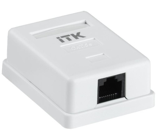 Настенная информационная розетка RJ45 8P8C, кат.5Е, UTP, 1-порт, белая