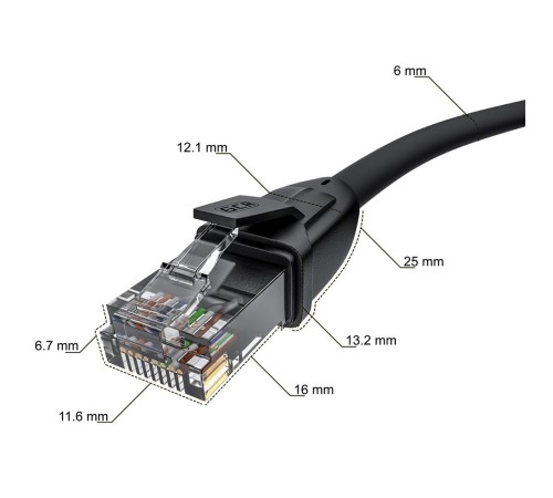 GCR Патч-корд прямой 30.0m UTP кат.6, черный, 24 AWG, ethernet high speed, RJ45, T568B, GCR-52539 GCR Патч-корд прямой 30.0m UTP кат.6, черный, 24 AWG, ethernet high speed, RJ45, T568B, GCR-52539