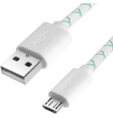 Greenconnect Кабель 2А 0.5m USB 2.0, AM/microB 5pin, бело-зеленый, белые коннекторы, 28/24 AWG, поддержка функции быстрой зарядки, GCR-UA9MCB3-BD-0.5m, морозостойкий.