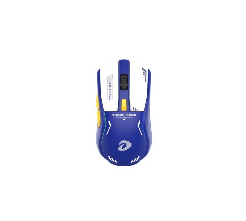 Мышь игровая беспроводная Dareu A950 Mecha Blue (синий), DPI 400/800/1600/3200/6400/12000, подключение Tri-mode: проводное+2.4GHz+BT, встроенный аккумулятор 930mAh, зарядная станция, подсветка RGB, размер 123x64x39мм Мышь игровая беспроводная Dareu A950 Mecha Blue (синий), DPI 400/800/1600/3200/6400/12000, подключение Tri-mode: проводное+2.4GHz+BT, встроенный аккумулятор 930mAh, зарядная станция, подсветка RGB, размер 123x64x39мм