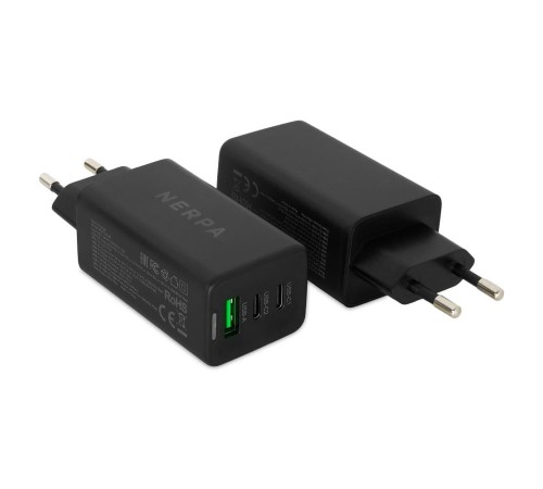 Сетевое зарядное устройство 220В/ Зарядное устройство NERPA PD333CBX 65W GaN PD+QC3.0, 2xUSB-C, 1xUSB-A, USB-C - USB-C 100W cable 1.5m black, EU plug, BOX Сетевое зарядное устройство 220В/ Зарядное устройство NERPA PD333CBX 65W GaN PD+QC3.0, 2xUSB-C, 1xUSB-A, USB-C - USB-C 100W cable 1.5m black, EU plug, BOX