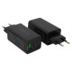 Сетевое зарядное устройство 220В/ Зарядное устройство NERPA PD333CBX 65W GaN PD+QC3.0, 2xUSB-C, 1xUSB-A, USB-C - USB-C 100W cable 1.5m black, EU plug, BOX