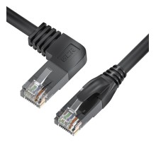 GCR Патч-корд прямой 2.0m UTP кат.5e, черный, правый угол, литой, ethernet high speed, RJ45, T568B, GCR-53145
