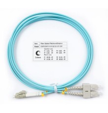 Патч-корд ВО Cabeus FOP-50-LC-SC-2m Шнур оптический duplex LC-SC 50/125 mm OM3 2м LSZH