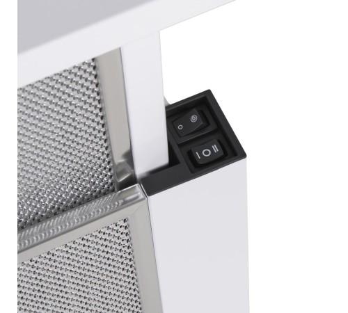 ВЫТЯЖКА HOMSair Flat 50 White/ встраиваемая, кнопочное управление, 2 скорости, 520 м3/ч, до 20 м2, 45 дБ, угольный фильтр CF110 - 1 шт, ШхВхД: 500х176х280 мм, белый цвет