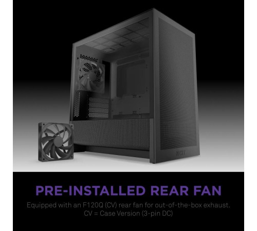 Корпус без блока питания/ Case NZXT H3 Flow (2025), Midi-Tower, TG, 1x120mm, 1xUSB-A 3.2 + 1xUSB-C 3.2, mATX, mITX Black