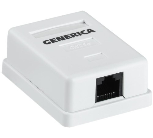 Розетка инф. настенная RJ45 кат. 5Е UTP 1 порт GENERICA Розетка инф. настенная RJ45 кат. 5Е UTP 1 порт GENERICA