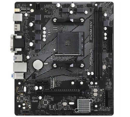 Материнская плата ASROCK A520M-HDV, AM4, A520, 2*DDR4, 4*SATA, 1*M.2, 4*USB 3.2, 2*USB 2.0, 1*PCIx16, 1*PCIx1, D-Sub+DVI-D+HDMI, mATX