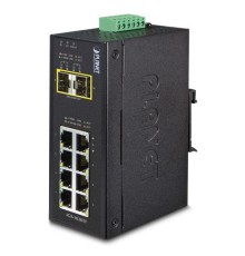 коммутатор/ PLANET IP30 Industrial 8-Port 10/100/1000T + 2-Port 100/1000X SFP Ethernet Switch (-40~75 degrees C)