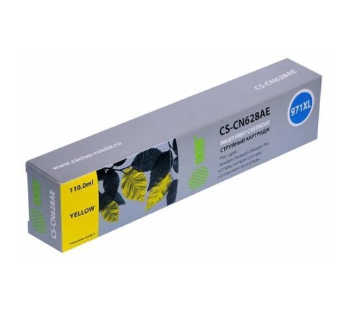 -/ Картридж струйный Cactus CS-CN628AE №971XL желтый (110мл) для HP DJ Pro X476dw/X576dw/X451dw