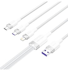Кабель Vention 3 в 1 USB 2.0 AM/ Micro-B, USB-C, Lightning M - 1.5м. Белый 6A, шт.