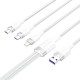 Кабель Vention 3 в 1 USB 2.0 AM/ Micro-B, USB-C, Lightning M - 1.5м. Белый 6A, шт.