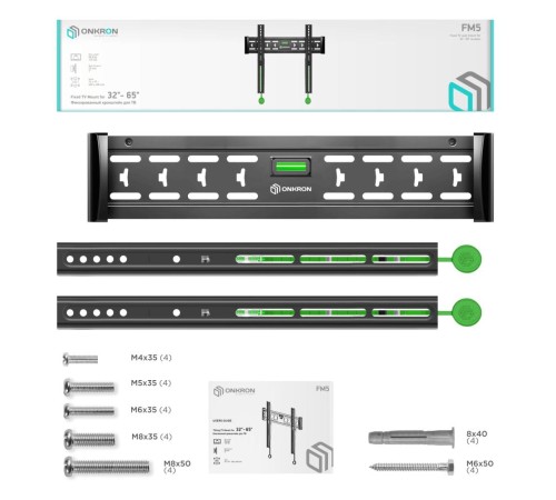 ONKRON кронштейн для телевизора 35"-65" фиксированный, чёрный FM5 (Мятая упаковка) ONKRON кронштейн для телевизора 35"-65" фиксированный, чёрный FM5 (Мятая упаковка)