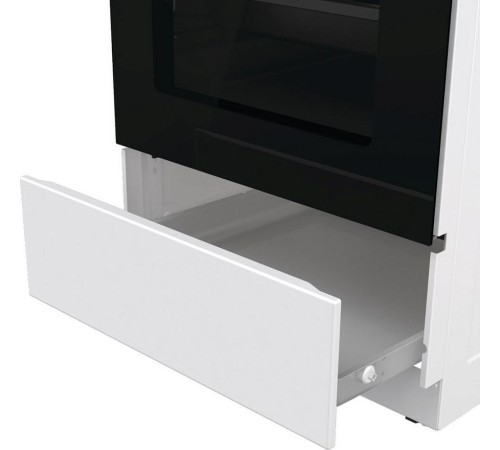 Комбинированная плита Gorenje/ Комбинированная плита Gorenje, Линия Essential, Эмаль SilverMatte, объем духовки 68 л, механическое управление, электроподжиг, рельефные направляющие, 2 стекла+термослой, энергоэффективность А, цвет белый