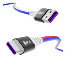 GCR Кабель 0.5m, TypeC, быстрая зарядка 18W, поддержка QC, PD, ТРИКОЛОР Россия, AL case черный, GCR-55308