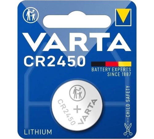 Батарейка CR2450/ Батарейка Varta ELECTRONICS CR2450 BL1 Lithium 3V (6450) (1/10/100) (1 шт.)