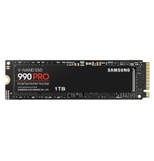 Твердотельный накопитель/ Samsung SSD 990 PRO, 1000GB, M.2(22x80mm), NVMe 2.0, PCIe 4.0 x4, V-NAND TLC, R/W 7450/6900MB/s, IOPs 1 200 000/1 550 000, DRAM buffer 1024MB, TBW 600, DWPD 0.33, with Heatsink (12 мес.)